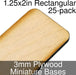 Miniature Bases, Rectangular, 1.25x2in (Rounded Corners), 3mm Plywood (25) - LITKO Game Accessories