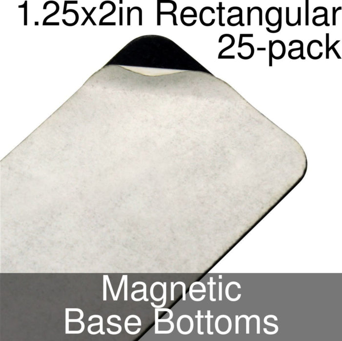 Miniature Base Bottoms, Rectangular, 1.25x2in (Rounded Corners), Magnet (25)-Miniature Bases-LITKO Game Accessories