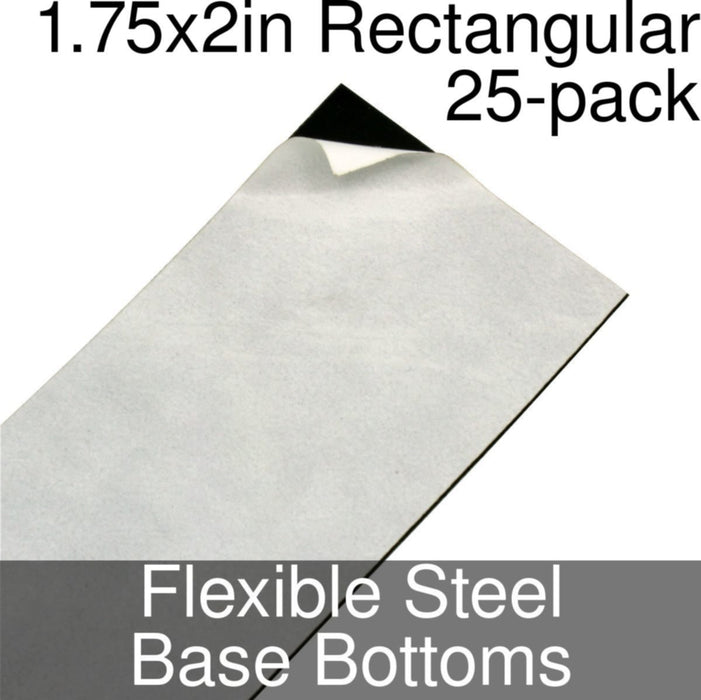 Miniature Base Bottoms, Rectangular, 1.75x2inch, Flexible Steel (25)-Miniature Bases-LITKO Game Accessories