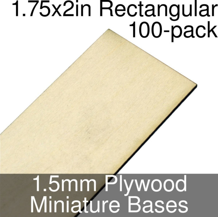 Miniature Bases, Rectangular, 1.75x2inch, 1.5mm Plywood (100)-Miniature Bases-LITKO Game Accessories