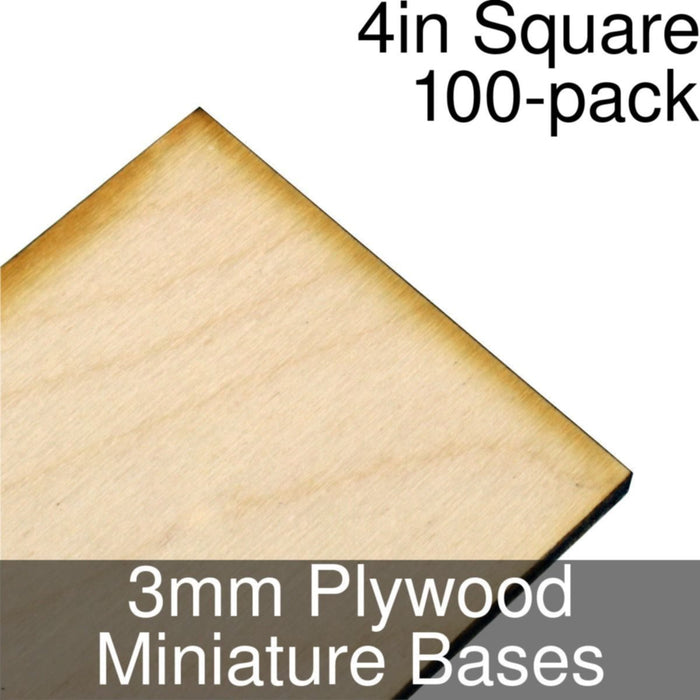Miniature Bases, Square, 4inch, 3mm Plywood (100)-Miniature Bases-LITKO Game Accessories