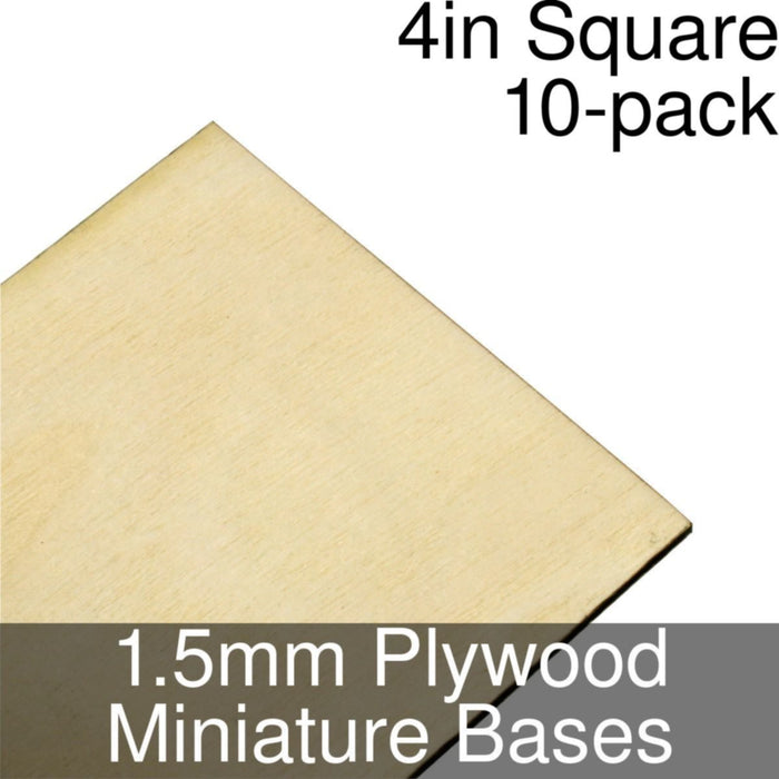 Miniature Bases, Square, 4inch, 1.5mm Plywood (10)-Miniature Bases-LITKO Game Accessories