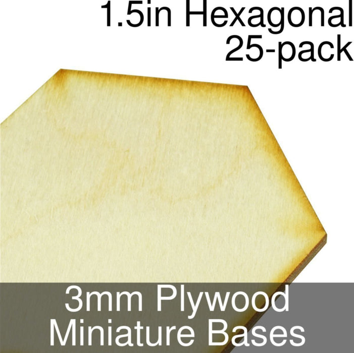 Miniature Bases, Hexagonal, 1.5inch, 3mm Plywood (25)-Miniature Bases-LITKO Game Accessories