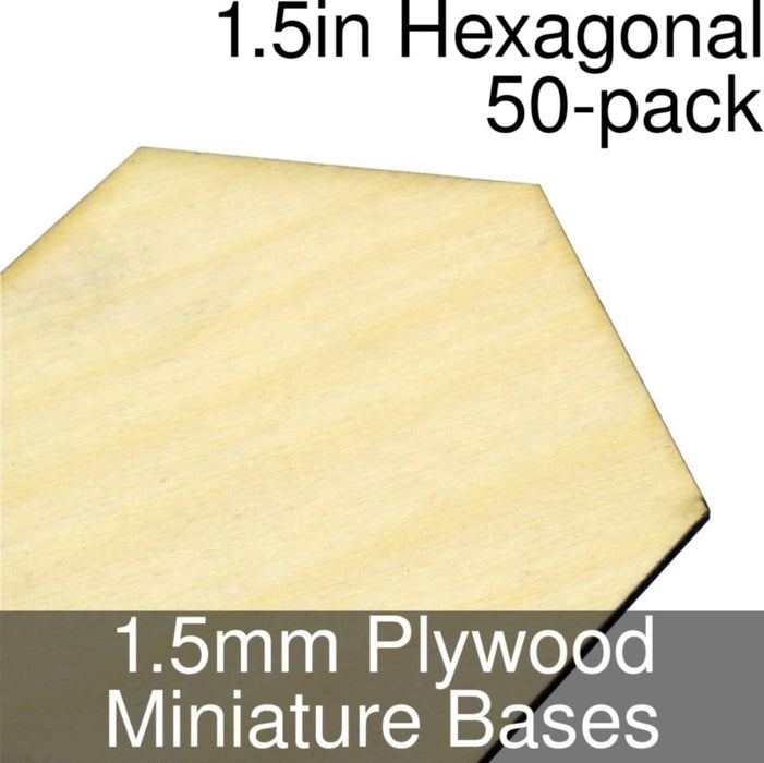 Miniature Bases, Hexagonal, 1.5inch, 1.5mm Plywood (50)-Miniature Bases-LITKO Game Accessories