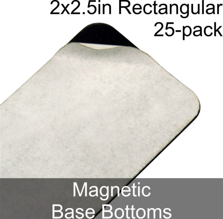 Miniature Base Bottoms, Rectangular, 2x2.5in (Rounded Corners), Magnet (25)-Miniature Bases-LITKO Game Accessories