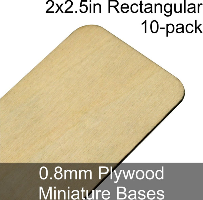 Miniature Bases, Rectangular, 2x2.5in (Rounded Corners), 0.8mm Plywood (10)-Miniature Bases-LITKO Game Accessories