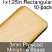 Miniature Bases, Rectangular, 1x1.25in (Rounded Corners), 3mm Plywood (10)-Miniature Bases-LITKO Game Accessories