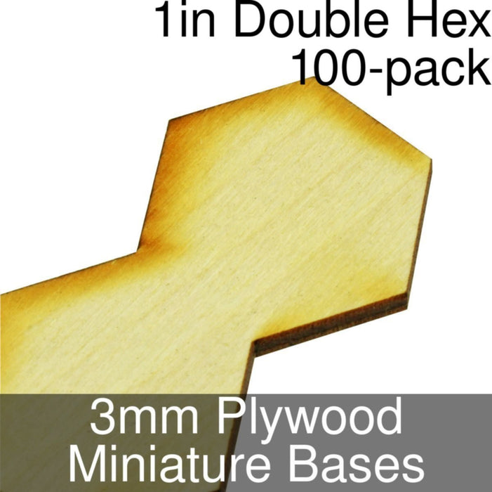 Miniature Bases, Double Hex, 1inch, 3mm Plywood (100)-Miniature Bases-LITKO Game Accessories
