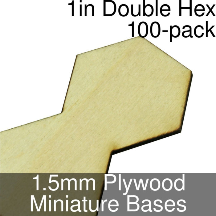 Miniature Bases, Double Hex, 1inch, 1.5mm Plywood (100)-Miniature Bases-LITKO Game Accessories
