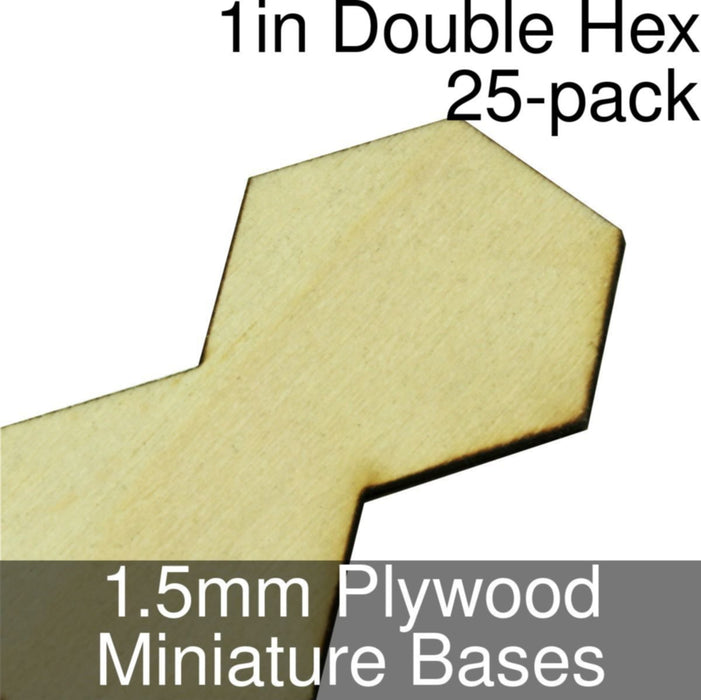 Miniature Bases, Double Hex, 1inch, 1.5mm Plywood (25)-Miniature Bases-LITKO Game Accessories