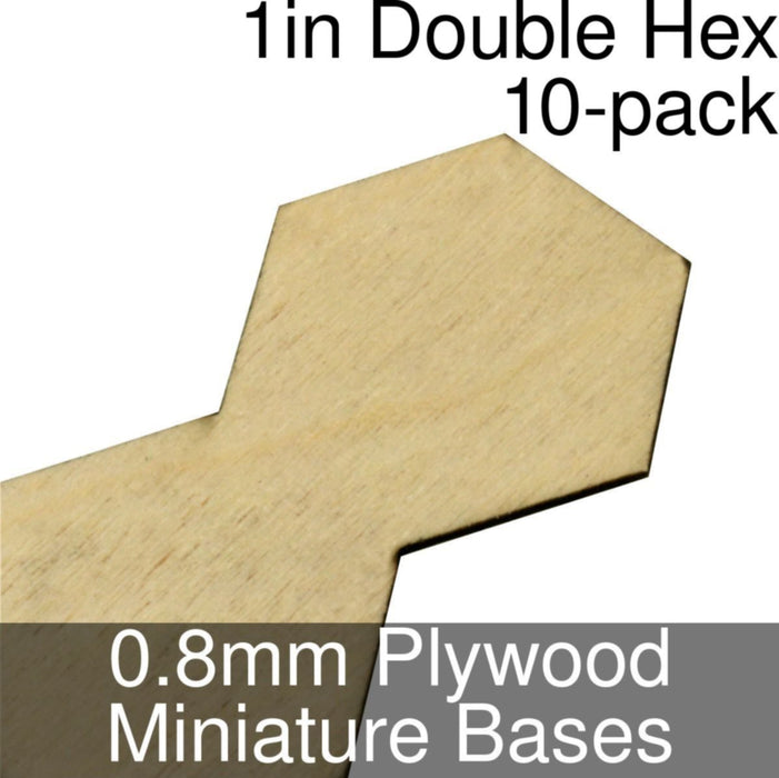Miniature Bases, Double Hex, 1inch, 0.8mm Plywood (10)-Miniature Bases-LITKO Game Accessories