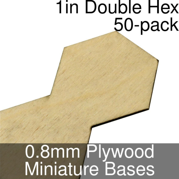 Miniature Bases, Double Hex, 1inch, 0.8mm Plywood (50)-Miniature Bases-LITKO Game Accessories