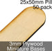 Miniature Bases, Pill, 25x50mm, 3mm Plywood (50)-Miniature Bases-LITKO Game Accessories