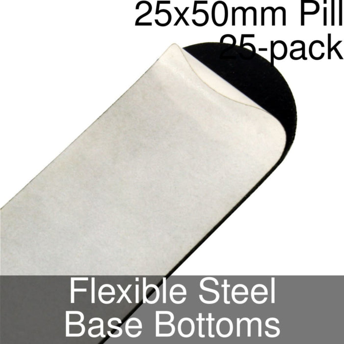 Miniature Base Bottoms, Pill, 25x50mm, Flexible Steel (25)-Miniature Bases-LITKO Game Accessories