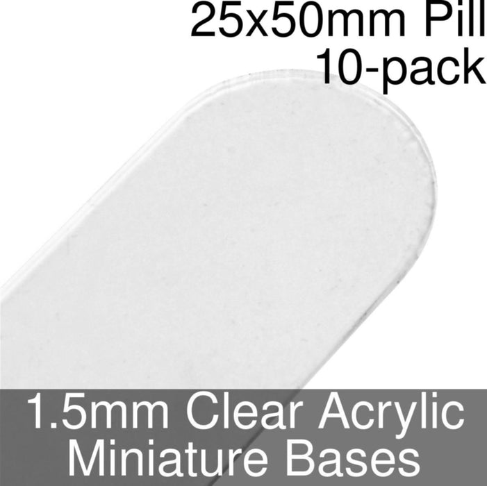 Miniature Bases, Pill, 25x50mm, 1.5mm Clear (10)-Miniature Bases-LITKO Game Accessories