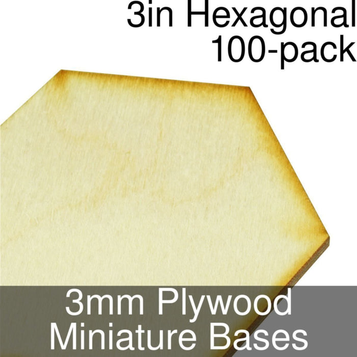 Miniature Bases, Hexagonal, 3inch, 3mm Plywood (100)-Miniature Bases-LITKO Game Accessories