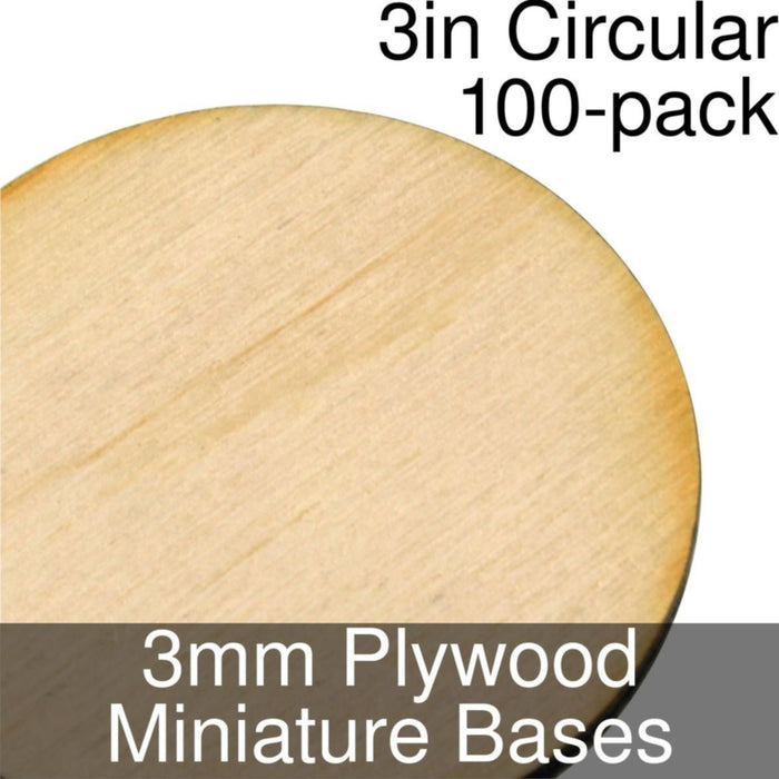 Miniature Bases, Circular, 3inch, 3mm Plywood (100)-Miniature Bases-LITKO Game Accessories