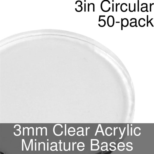Miniature Bases, Circular, 3inch, 3mm Clear (50)-Miniature Bases-LITKO Game Accessories