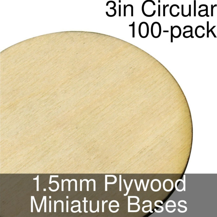 Miniature Bases, Circular, 3inch, 1.5mm Plywood (100)-Miniature Bases-LITKO Game Accessories