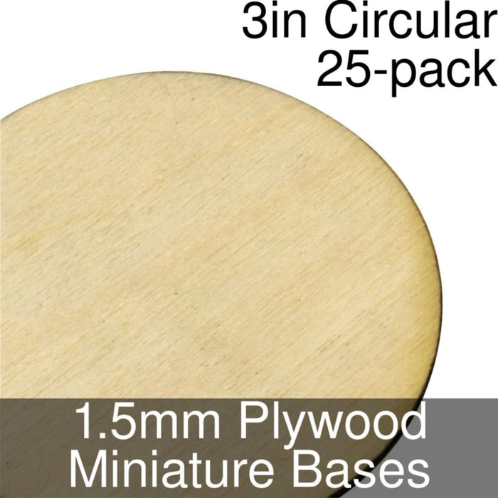 Miniature Bases, Circular, 3inch, 1.5mm Plywood (25)-Miniature Bases-LITKO Game Accessories
