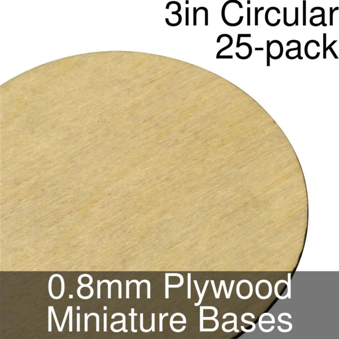 Miniature Bases, Circular, 3inch, 0.8mm Plywood (25)-Miniature Bases-LITKO Game Accessories