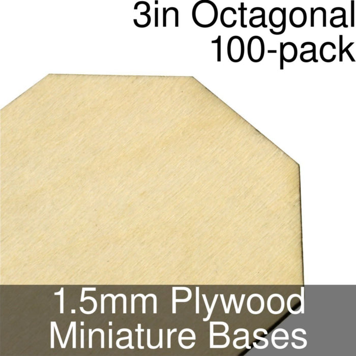 Miniature Bases, Octagonal, 3inch, 1.5mm Plywood (100)-Miniature Bases-LITKO Game Accessories