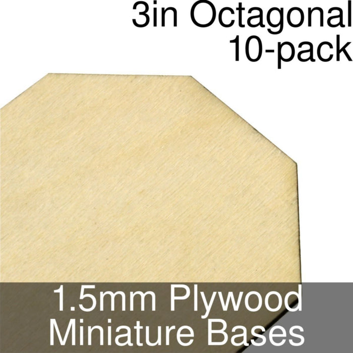 Miniature Bases, Octagonal, 3inch, 1.5mm Plywood (10) - LITKO Game Accessories