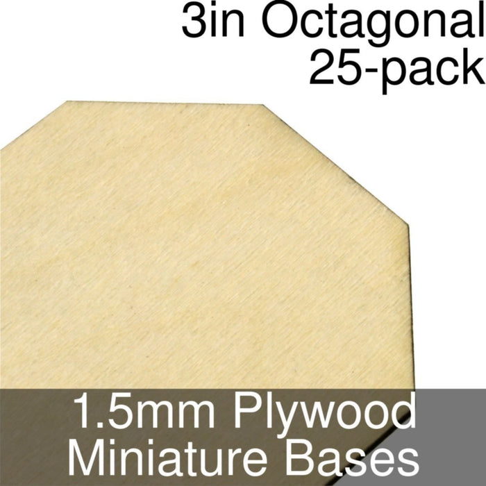 Miniature Bases, Octagonal, 3inch, 1.5mm Plywood (25) - LITKO Game Accessories