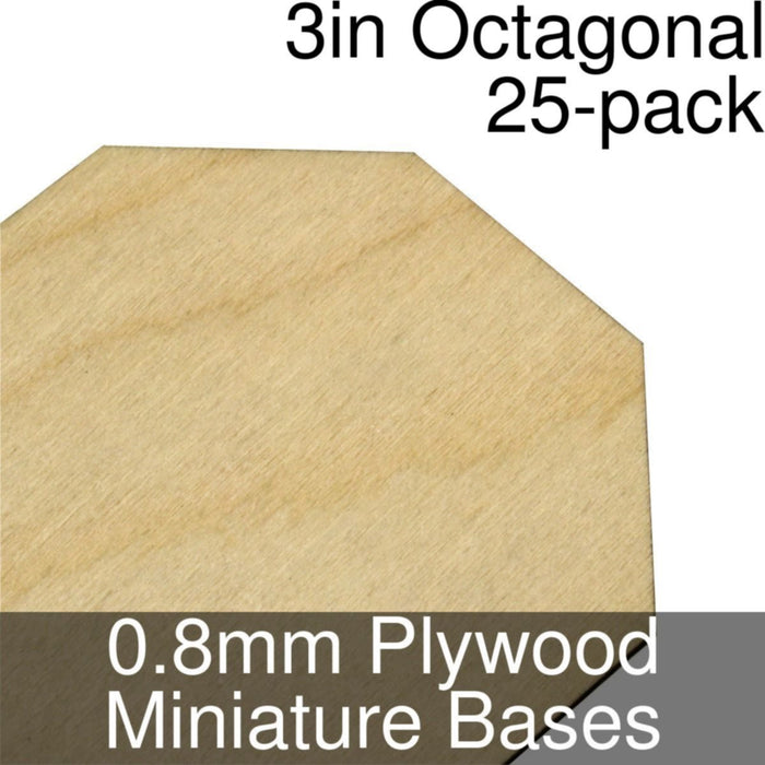 Miniature Bases, Octagonal, 3inch, 0.8mm Plywood (25)-Miniature Bases-LITKO Game Accessories