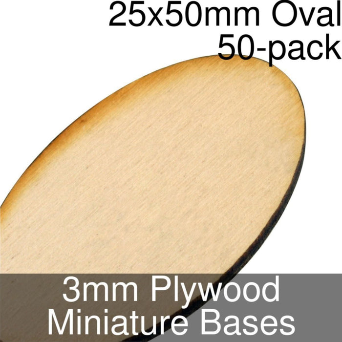 Miniature Bases, Oval, 25x50mm, 3mm Plywood (50)-Miniature Bases-LITKO Game Accessories