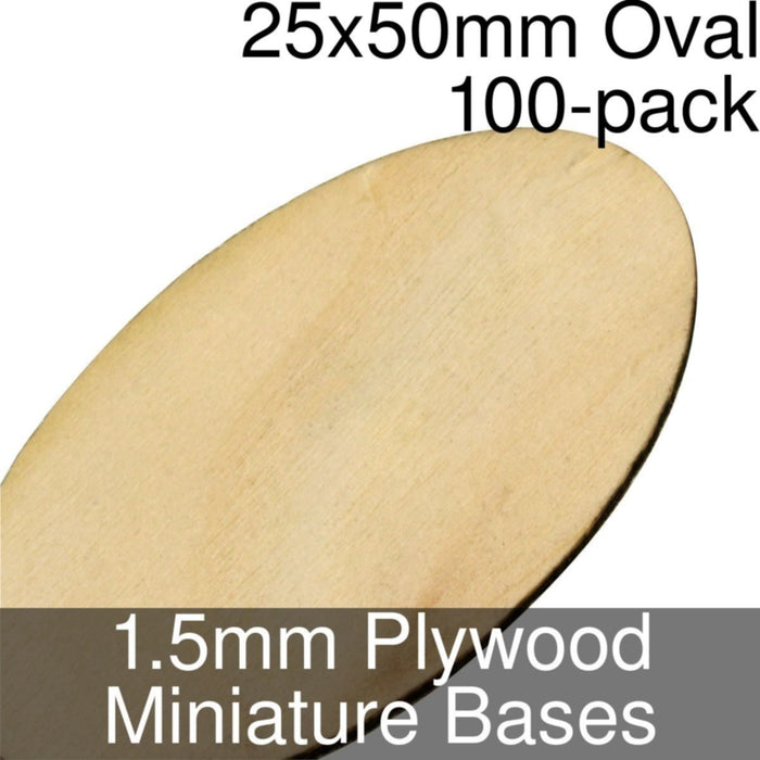Miniature Bases, Oval, 25x50mm, 1.5mm Plywood (100)-Miniature Bases-LITKO Game Accessories