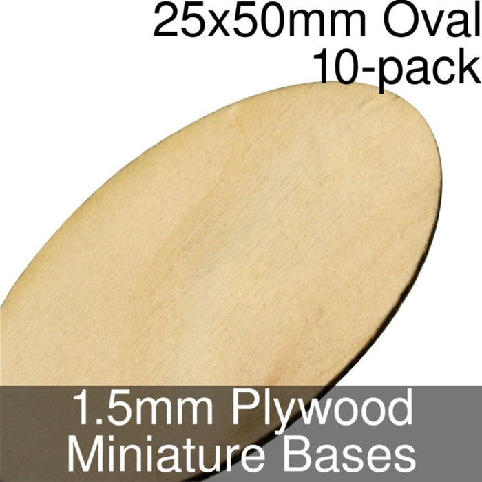 Miniature Bases, Oval, 25x50mm, 1.5mm Plywood (10)-Miniature Bases-LITKO Game Accessories