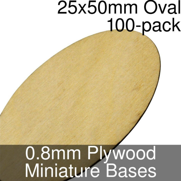 Miniature Bases, Oval, 25x50mm, 0.8mm Plywood (100)-Miniature Bases-LITKO Game Accessories