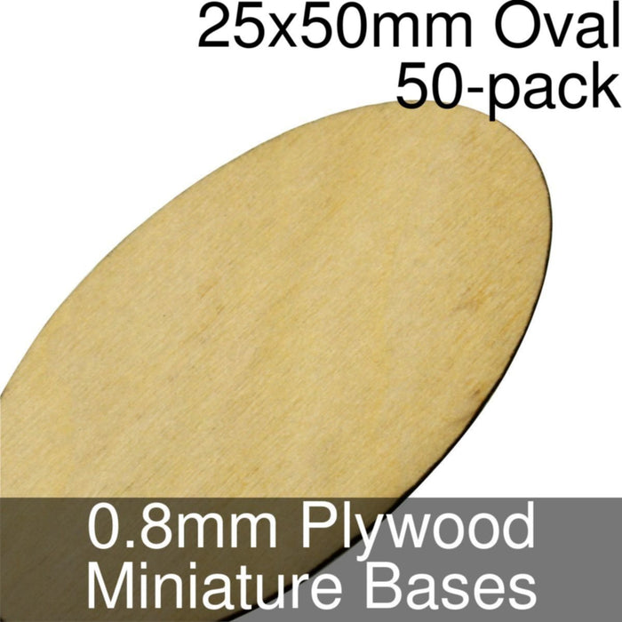 Miniature Bases, Oval, 25x50mm, 0.8mm Plywood (50) - LITKO Game Accessories