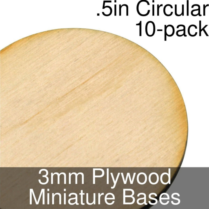 Miniature Bases, Circular, .5inch, 3mm Plywood (10)-Miniature Bases-LITKO Game Accessories