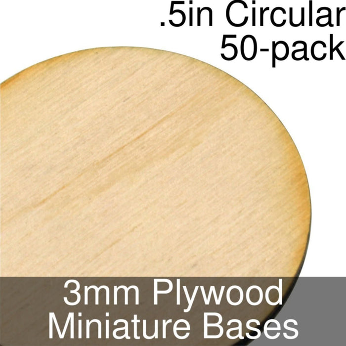 Miniature Bases, Circular, .5inch, 3mm Plywood (50)-Miniature Bases-LITKO Game Accessories