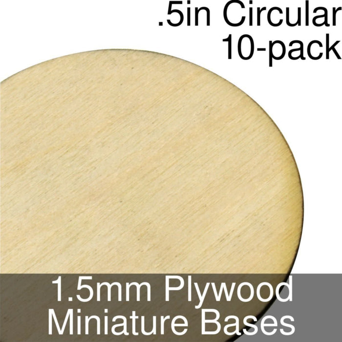 Miniature Bases, Circular, .5inch, 1.5mm Plywood (10)-Miniature Bases-LITKO Game Accessories