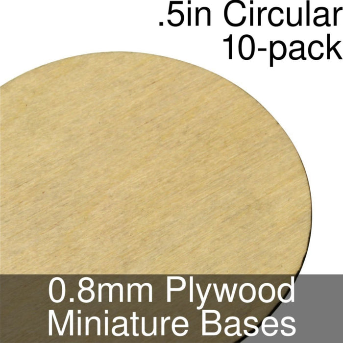 Miniature Bases, Circular, .5inch, 0.8mm Plywood (10)-Miniature Bases-LITKO Game Accessories