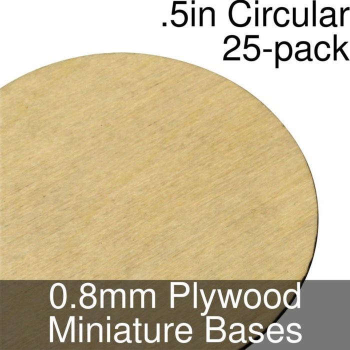 Miniature Bases, Circular, .5inch, 0.8mm Plywood (25)-Miniature Bases-LITKO Game Accessories
