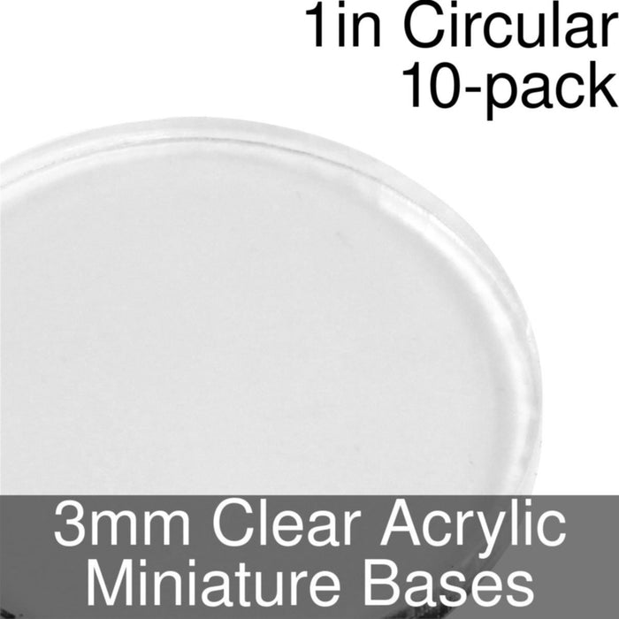 Miniature Bases, Circular, 1inch, 3mm Clear (10)-Miniature Bases-LITKO Game Accessories
