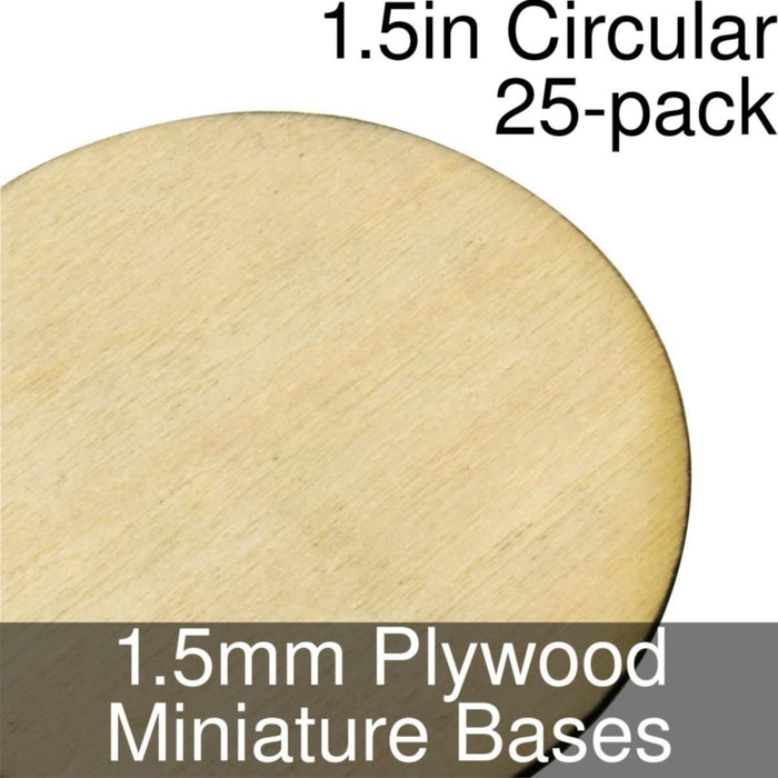 Miniature Bases, Circular, 1.5inch, 1.5mm Plywood (25) - LITKO Game Accessories