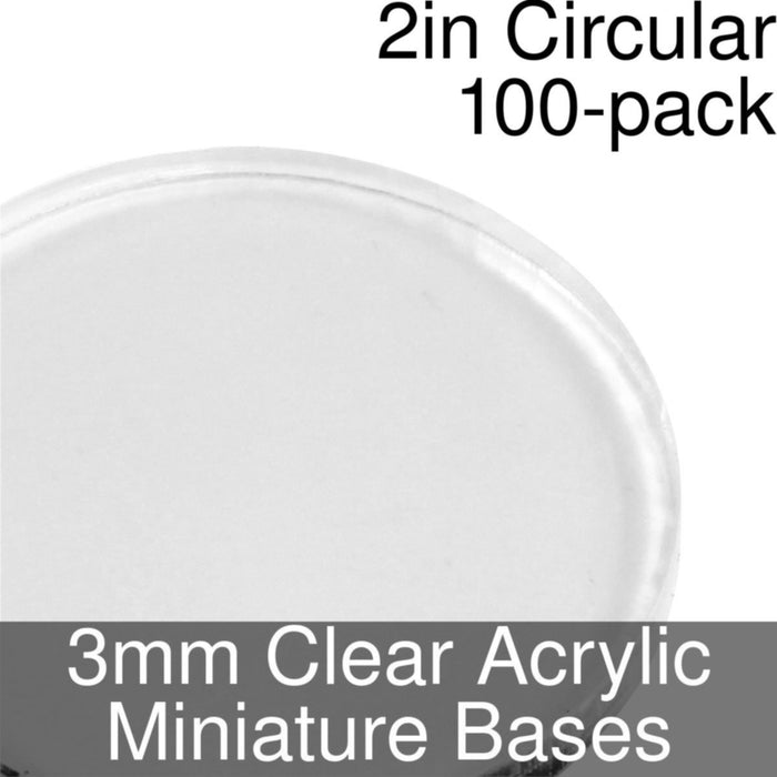 Miniature Bases, Circular, 2inch, 3mm Clear (100)-Miniature Bases-LITKO Game Accessories