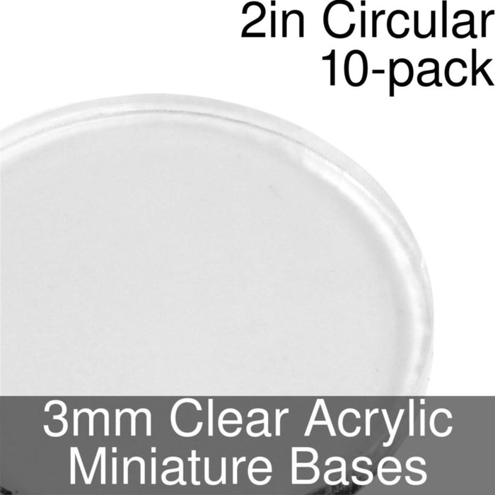 Miniature Bases, Circular, 2inch, 3mm Clear (10)-Miniature Bases-LITKO Game Accessories