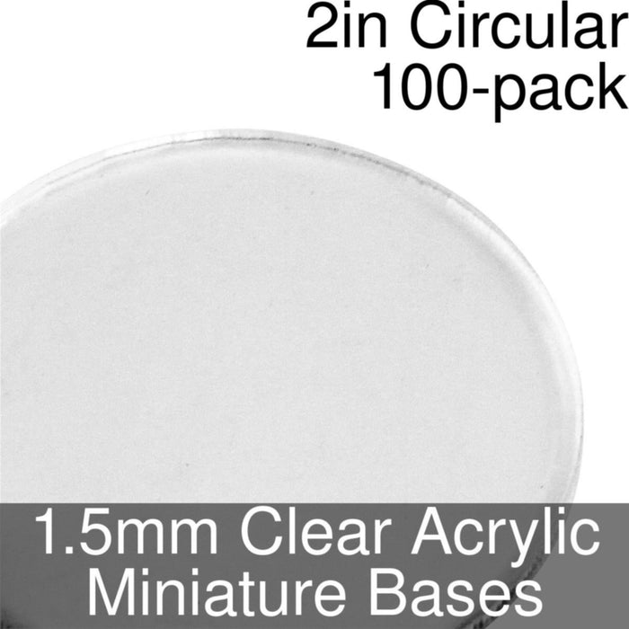Miniature Bases, Circular, 2inch, 1.5mm Clear (100)-Miniature Bases-LITKO Game Accessories
