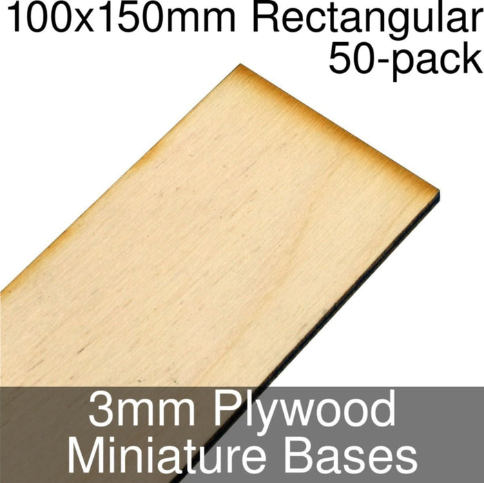 Miniature Bases, Rectangular, 100x150mm, 3mm Plywood (50)-Miniature Bases-LITKO Game Accessories