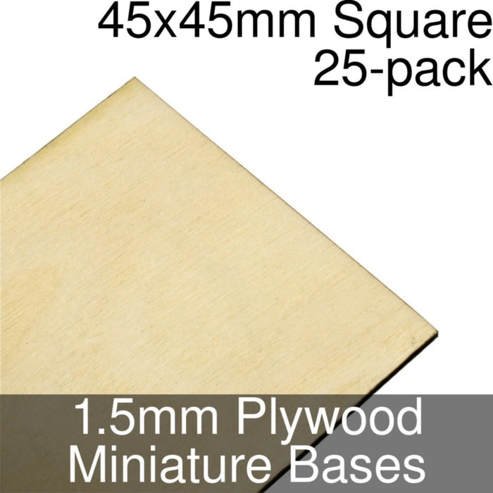 Miniature Bases, Square, 45x45mm, 1.5mm Plywood (25)-Miniature Bases-LITKO Game Accessories