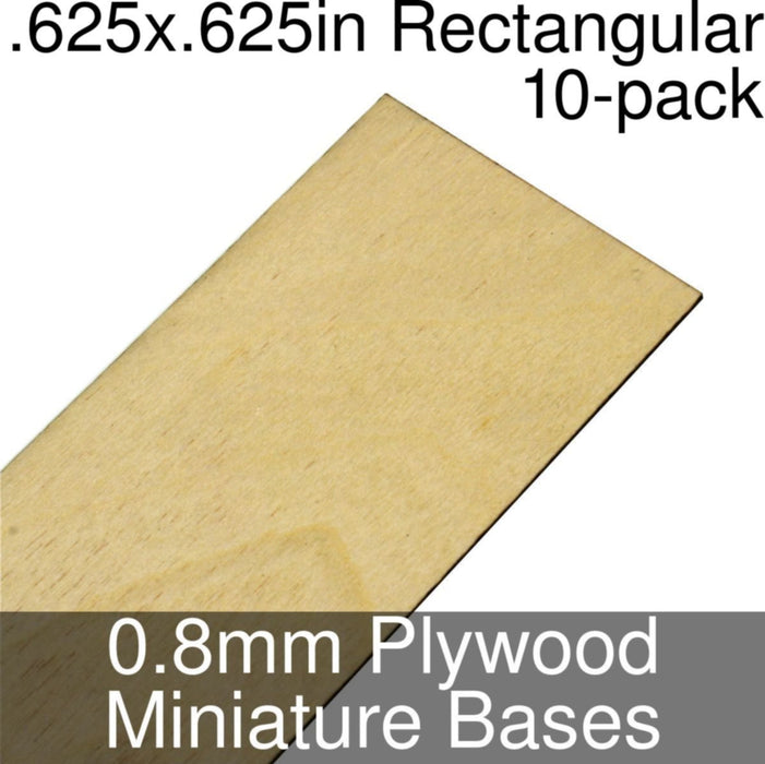 Miniature Bases, Square, 0.625inch, 0.8mm Plywood (10)-Miniature Bases-LITKO Game Accessories