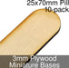 Miniature Bases, Pill, 25x70mm, 3mm Plywood (10)-Miniature Bases-LITKO Game Accessories