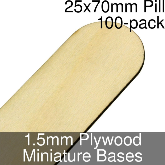 Miniature Bases, Pill, 25x70mm, 1.5mm Plywood (100)-Miniature Bases-LITKO Game Accessories