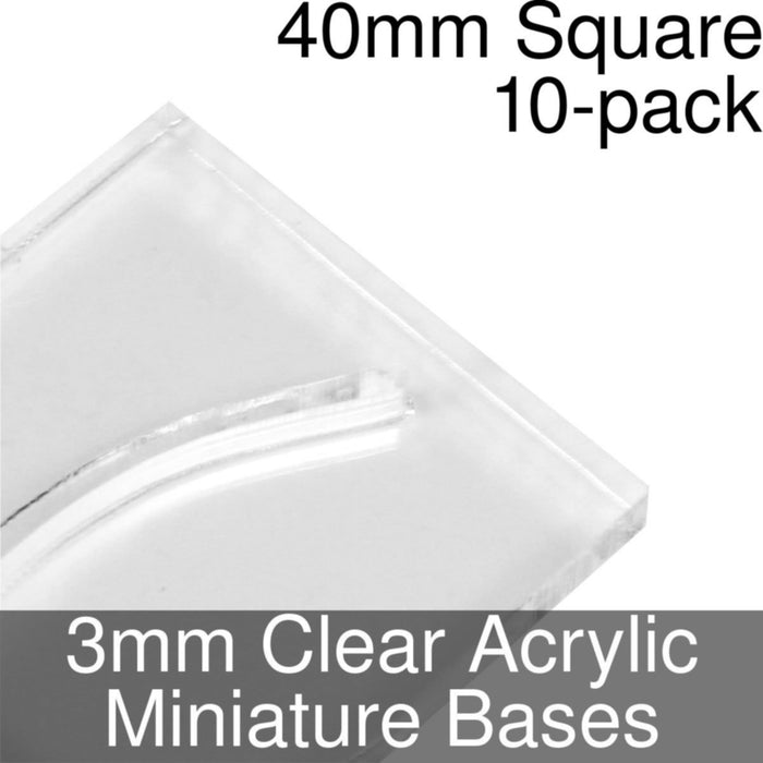 Miniature Bases, Square, 40mm (Paper Mini Slot), 3mm Clear (10)-Miniature Bases-LITKO Game Accessories